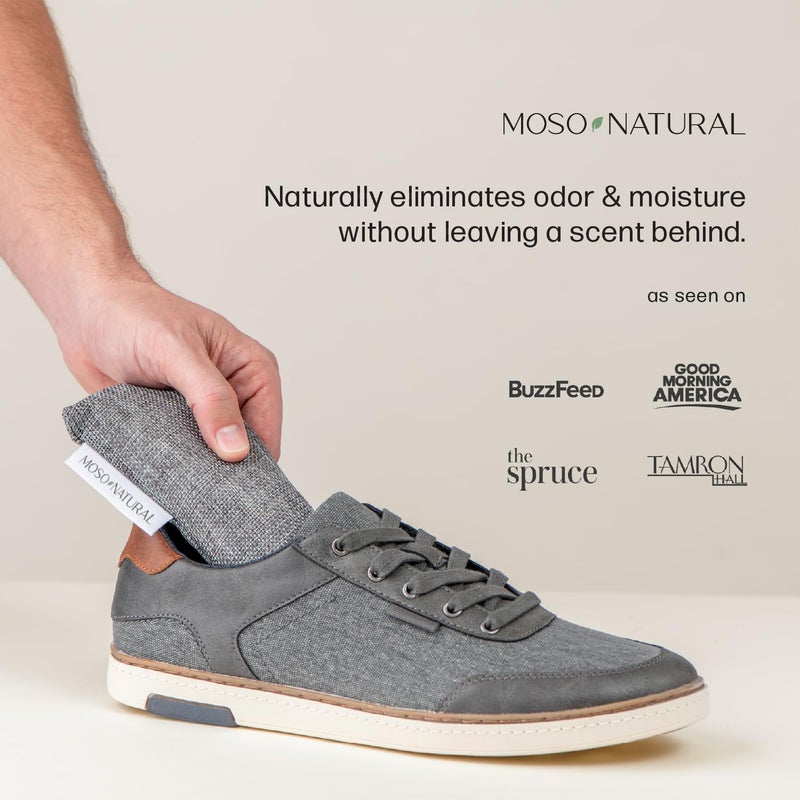Moso Natural Shoe Deodorizer Inserts, Charcoal Odor Absorber for Shoes, Gym Bag & Boot Deodorizer, Long-Lasting Shoe Odor Elimination, Unscented Air Purifying Bags (Two Per Pack. 4 Total) - Image 2